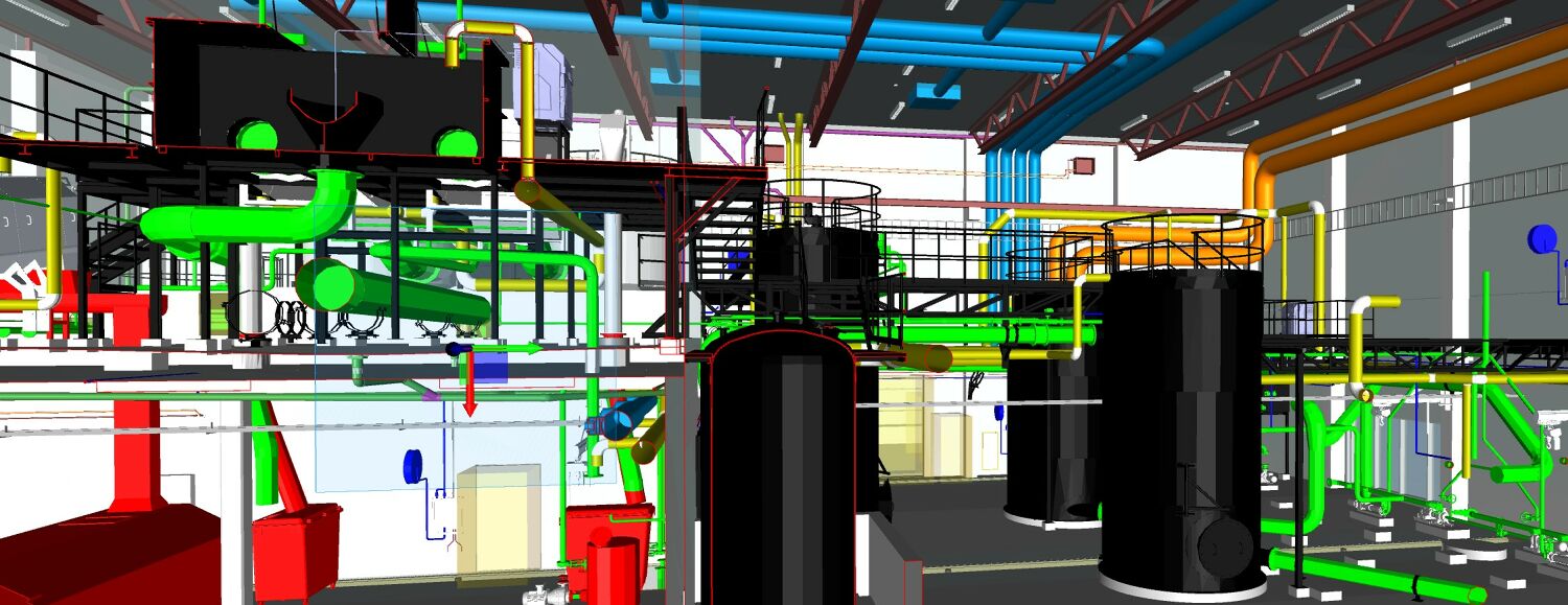 3D-modell av et ventilasjonsanlegg